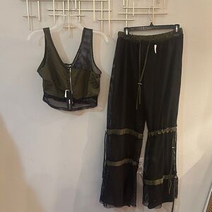 Stylish Olive Green and Black Women's Jumpsuit